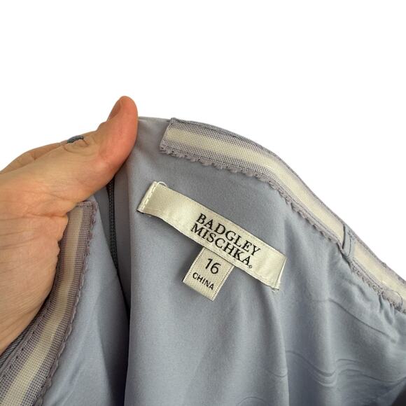 Badgley Mischka Mikado Ruffle Strapless Purple Gown Part Cocktail READ Womens 16 - Picture 9 of 9